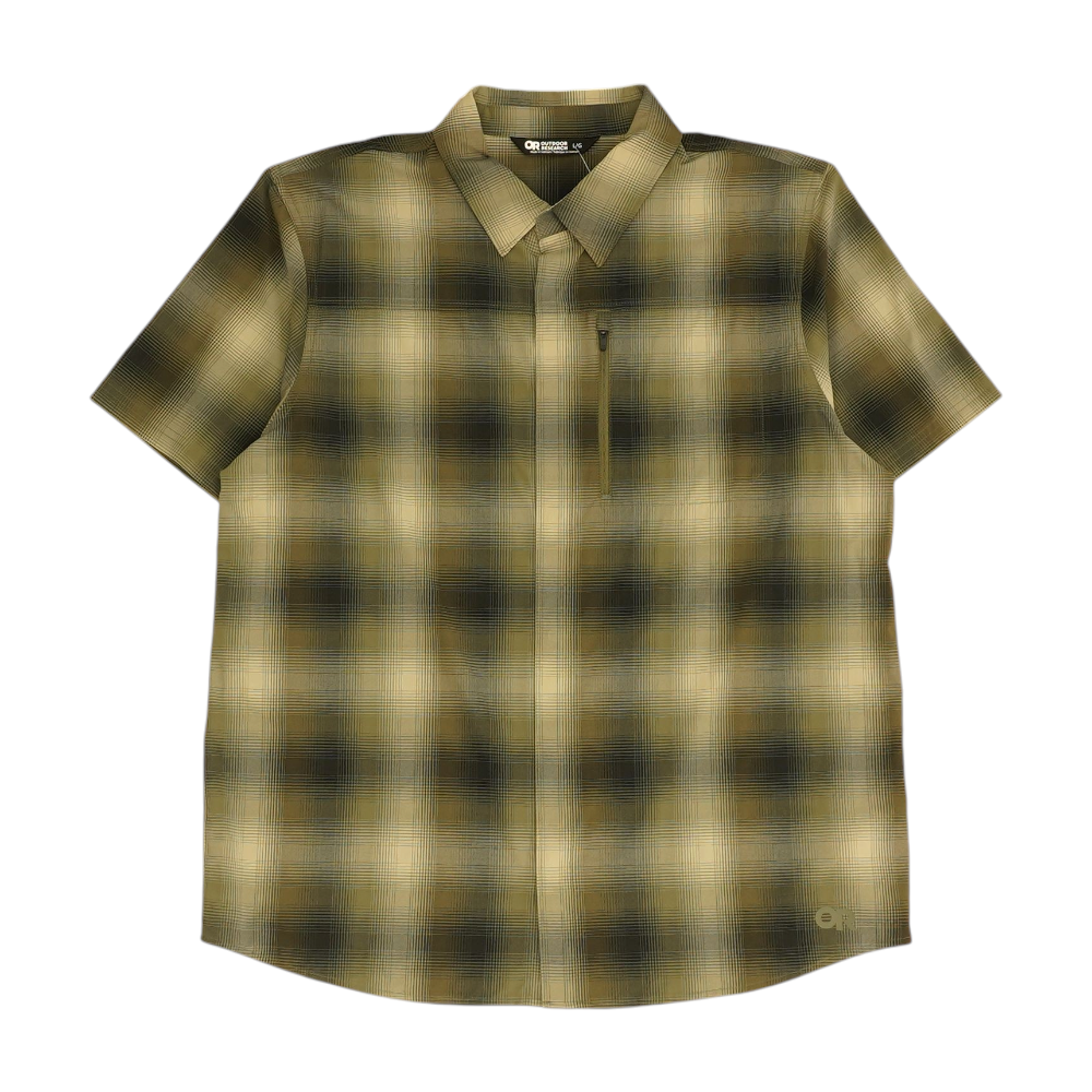 Olive Plaid Short Sleeve Button Down