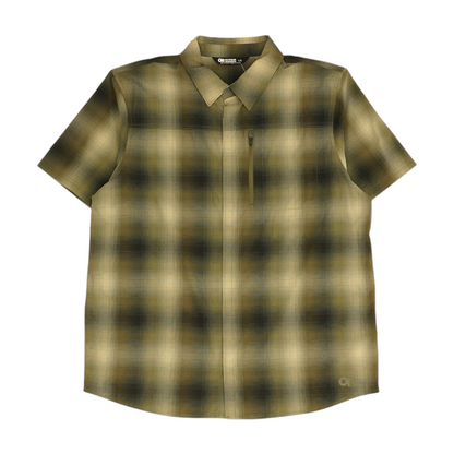 Olive Plaid Short Sleeve Button Down