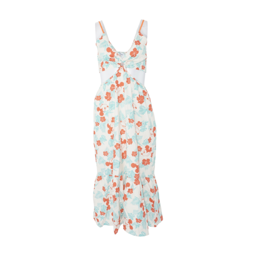 Beige Tropical Midi Dress