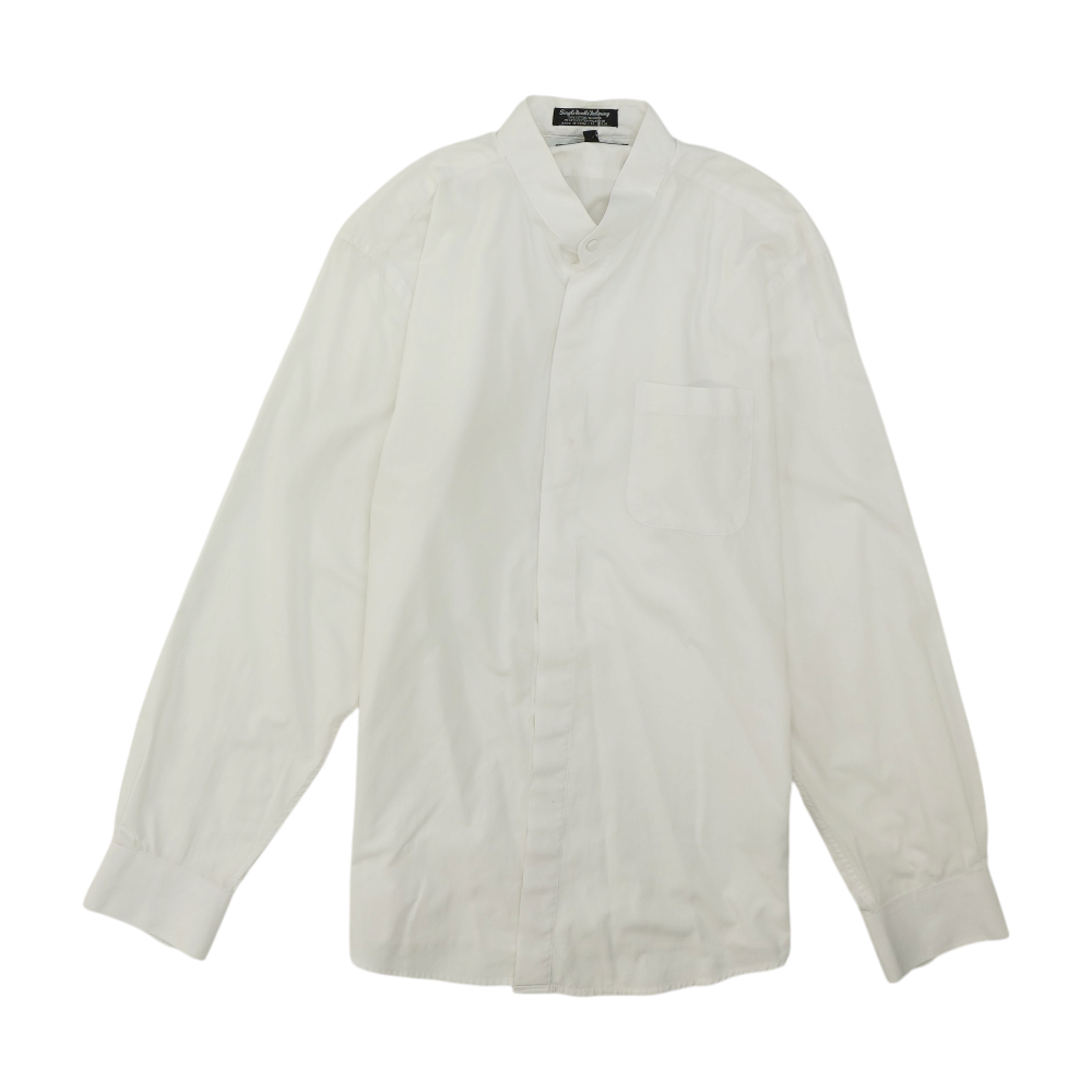 White Solid Long Sleeve Button Down