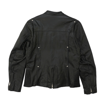 Black Solid Leather Jacket