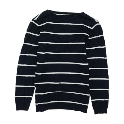 Navy Petite Striped Pullover Sweater
