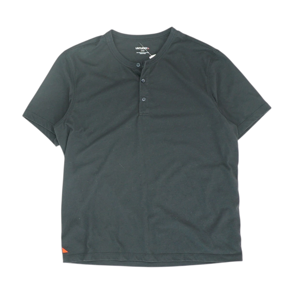 Black Solid Henley T-Shirt