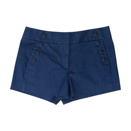 Blue Solid Denim Shorts