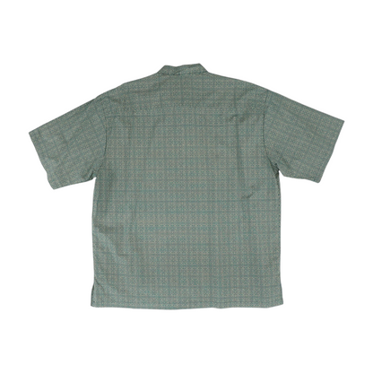 Teal Print Short Sleeve Button Down