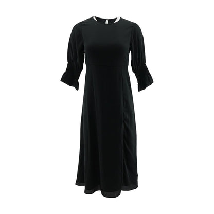 Black Solid Midi Dress