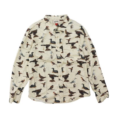 Beige Graphic Flannel Button Down
