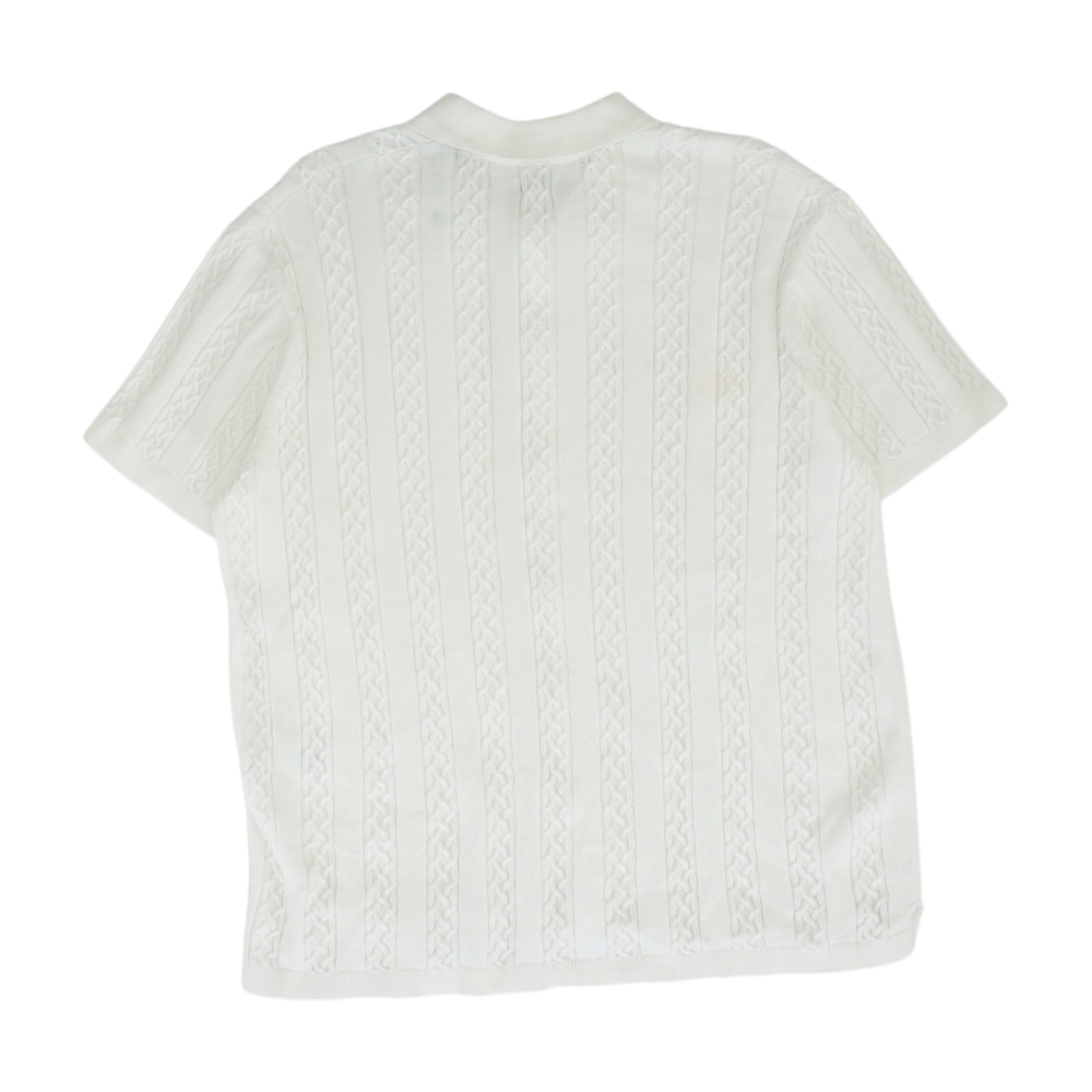 White Solid Short Sleeve Button Down
