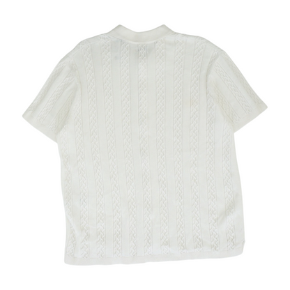 White Solid Short Sleeve Button Down