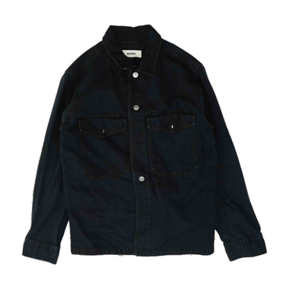 Black Solid Denim Jacket