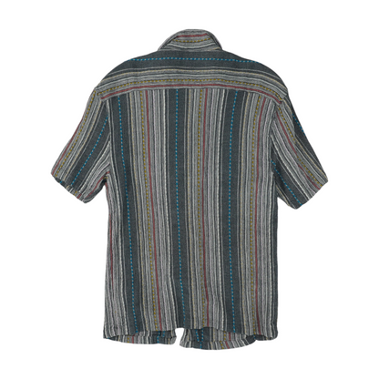 Gray Striped Short Sleeve Button Down