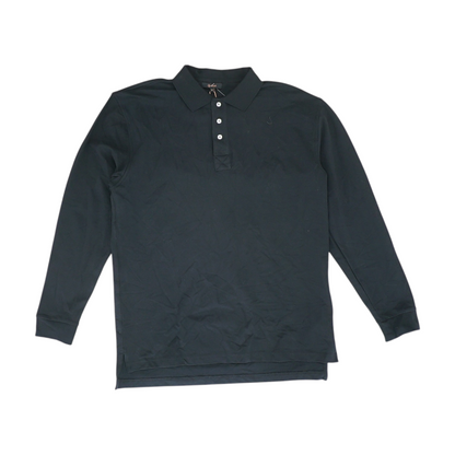 Black Solid Long Sleeve Polo