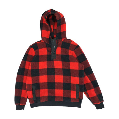 Red Tall Check Hoodie Pullover