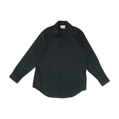 Black Solid Long Sleeve Button Down