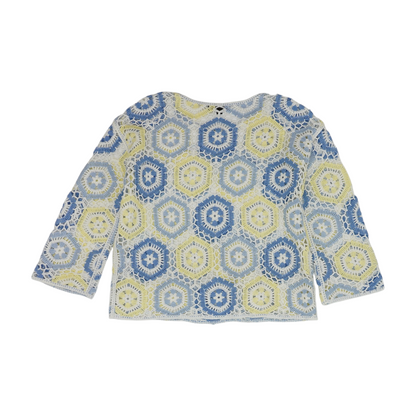 Blue Petite Print Pullover Sweater
