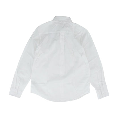 White Solid Long Sleeve Button Down