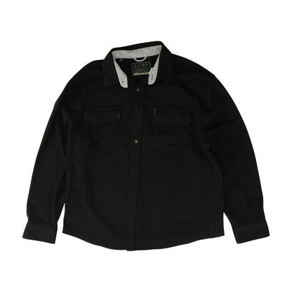 Black Solid Flannel Button Down