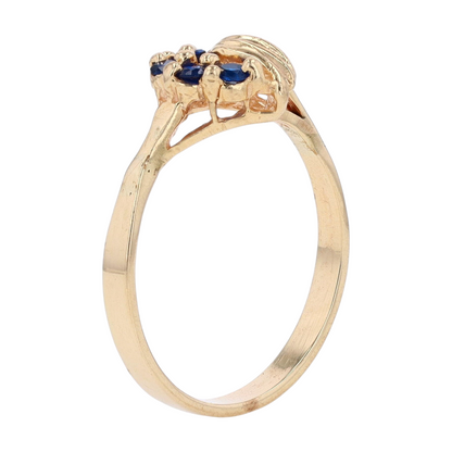 14K Yellow Gold Blue Stone Fashion Ring