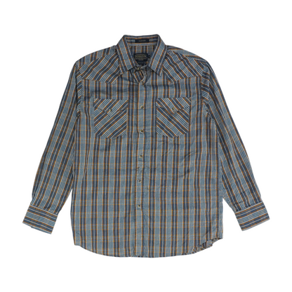 Navy Plaid Long Sleeve Button Down
