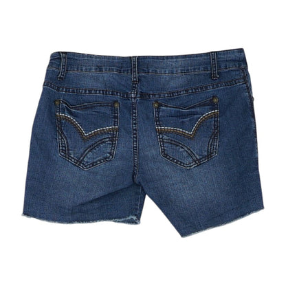 Blue Solid Denim Shorts