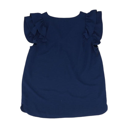 Navy Solid Short Sleeve Blouse