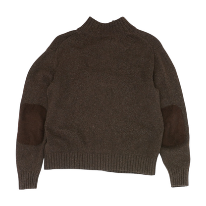 Brown Solid 1/4 Zip Sweater