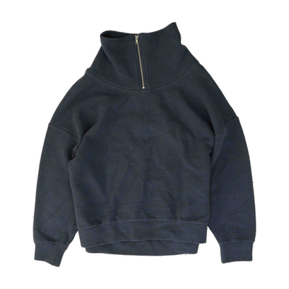 Blue Solid 1/4 Zip Pullover