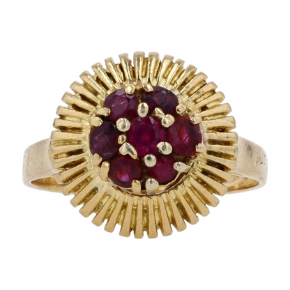 18K Yellow Gold Red Stone Fashion Ring