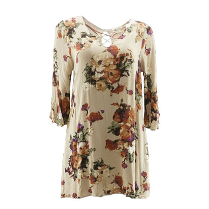 Brown Floral Midi Dress