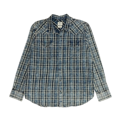 Navy Plaid Long Sleeve Button Down