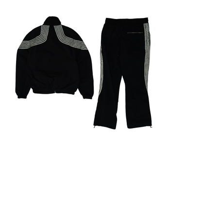Black Color Block Pant Set