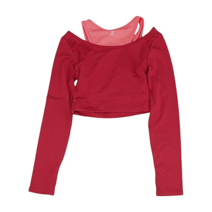 Pink Color Block Long Sleeve Blouse