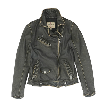 Brown Solid Leather Jacket