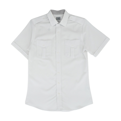 White Solid Short Sleeve Button Down