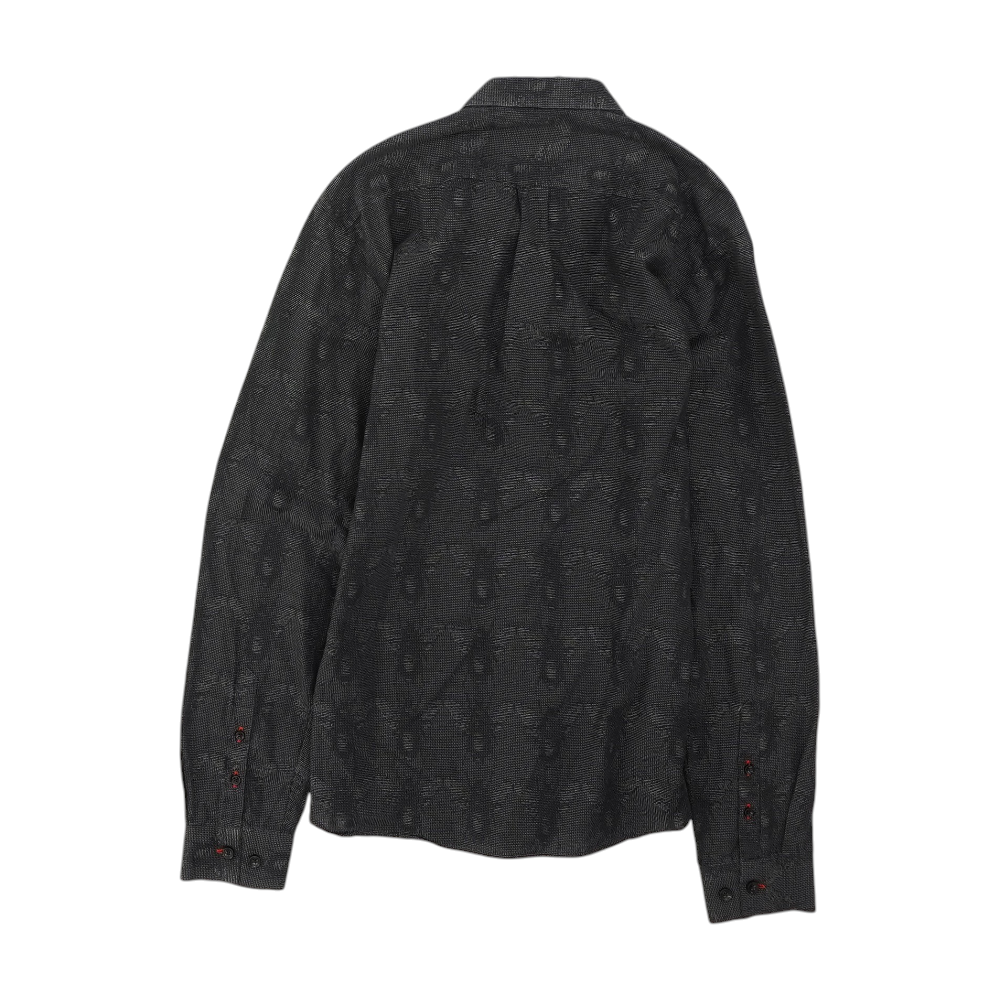Black Graphic Long Sleeve Button Down