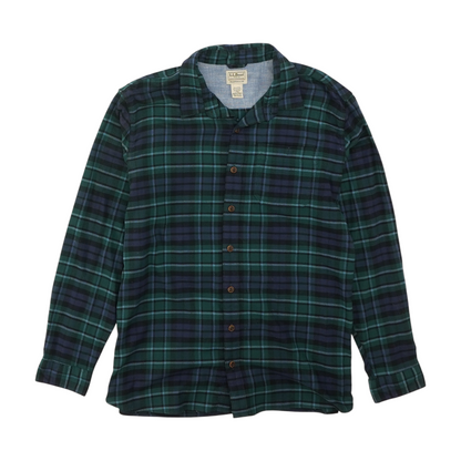 Green Tall Plaid Flannel Button Down