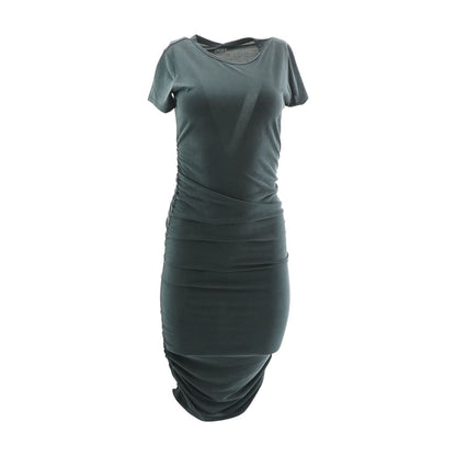 Black Solid Midi Dress