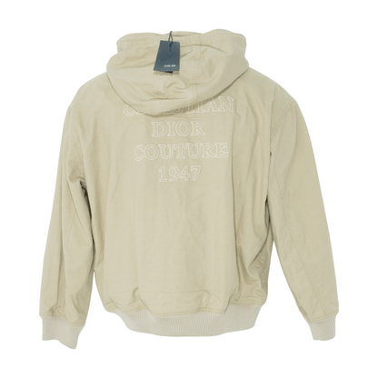 Beige'Christian Dior Couture 1947' Embroidered Hooded Bomber Jacket