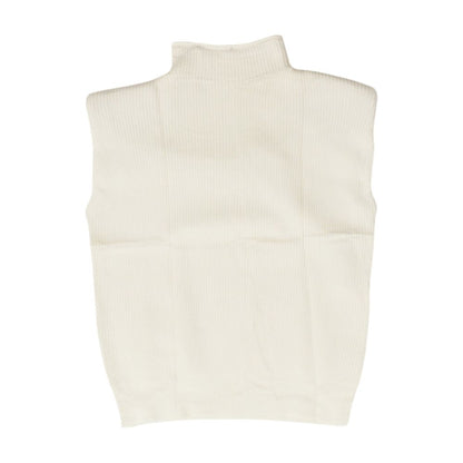 White Solid Mockneck Sweater