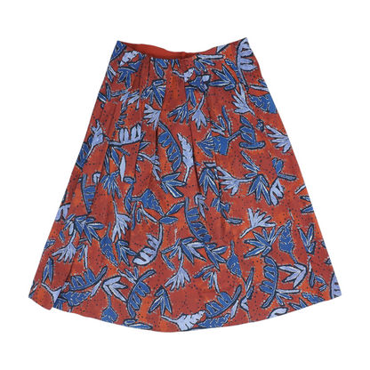 Red Abstract Midi Skirt