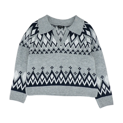 Gray Abstract Pullover Sweater