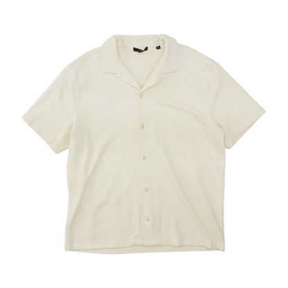 Ivory Solid Short Sleeve Button Down
