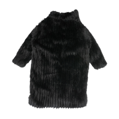 Black Solid Fur Coat