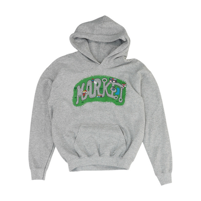 Gray Print Hoodie Pullover