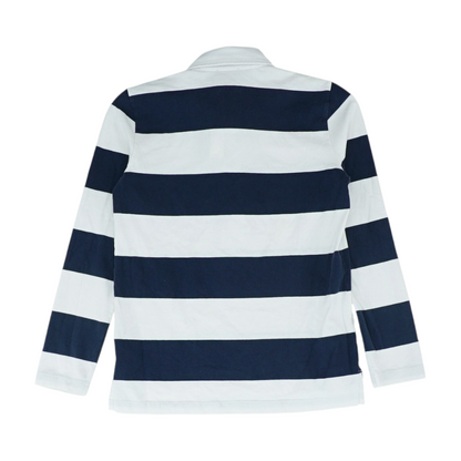 Navy Striped Long Sleeve Polo