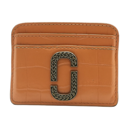 Orange Snapshot Crocodile Embossed Leather Card Case