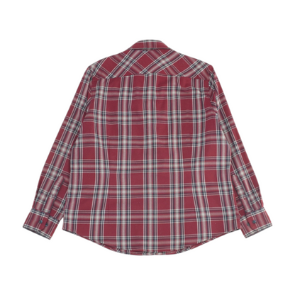 Maroon Plaid Long Sleeve Button Down