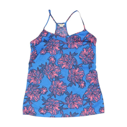 Blue Floral Sleeveless Blouse