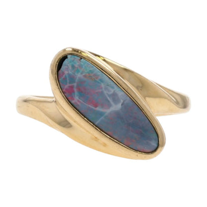 14K Gold Freeform Bezel Set Opal Doublet Cocktail Ring