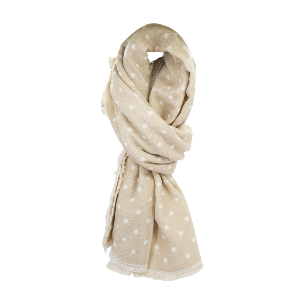 Beige Polka Dot Acrylic Scarf